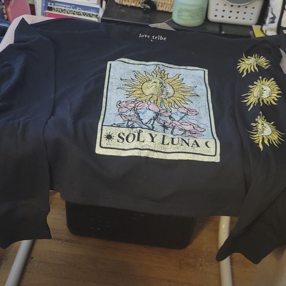 LOVE TRIBE LARGE BLACK LONG SLEEVED T-SHIRT- unisex